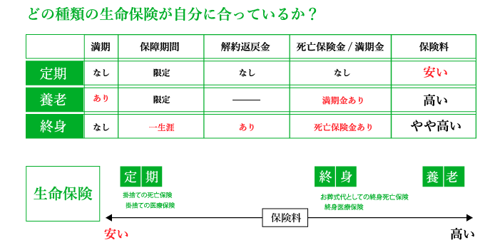 どの種類の生命保険が自分にあっているか